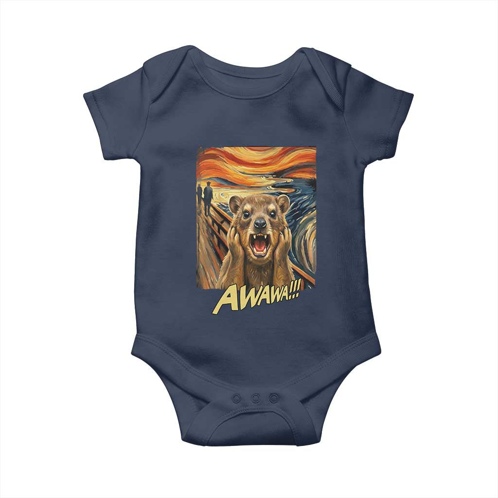 Funny Awawa Hyrax Baby Onesie The Scream Art Oddly Specific Meme Animal