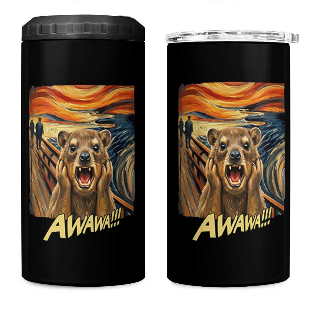 Funny Awawa Hyrax 4 in 1 Can Cooler Tumbler The Scream Art Oddly Specific Meme Animal