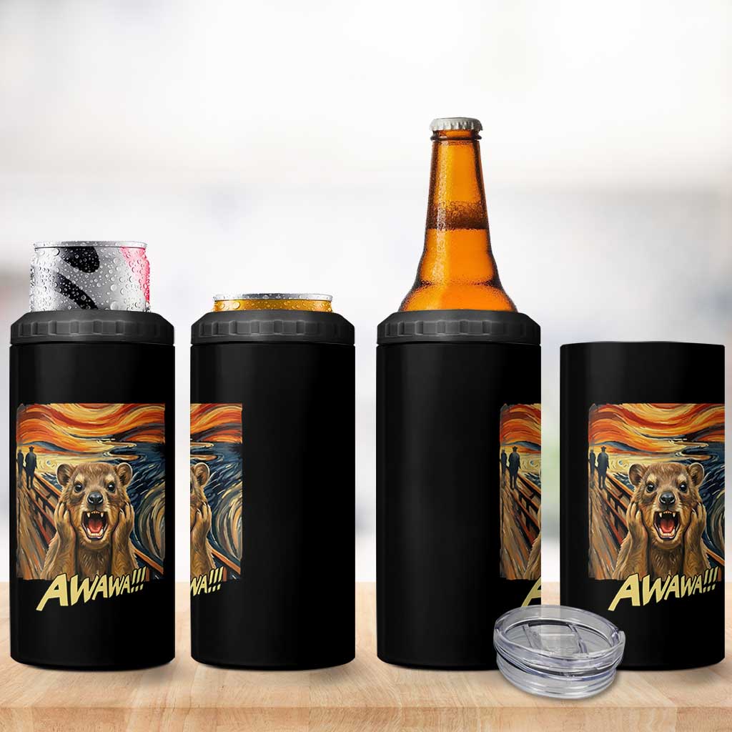 Funny Awawa Hyrax 4 in 1 Can Cooler Tumbler The Scream Art Oddly Specific Meme Animal