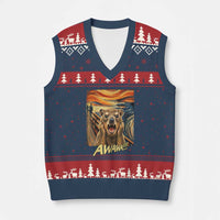 Funny Awawa Hyrax V-Neck Knit Sweater Vest The Scream Art Oddly Specific Meme Animal