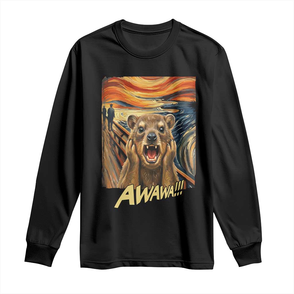 Funny Awawa Hyrax Long Sleeve Shirt The Scream Art Oddly Specific Meme Animal