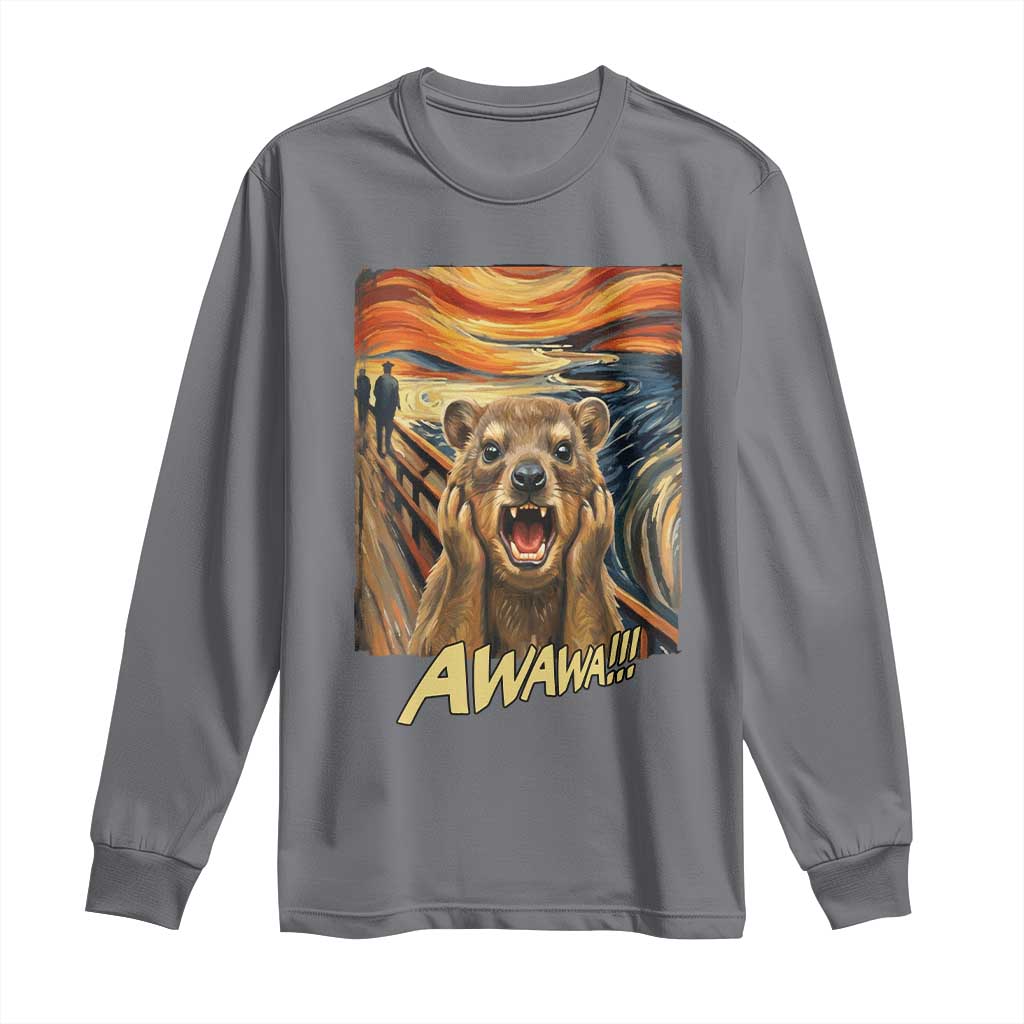 Funny Awawa Hyrax Long Sleeve Shirt The Scream Art Oddly Specific Meme Animal