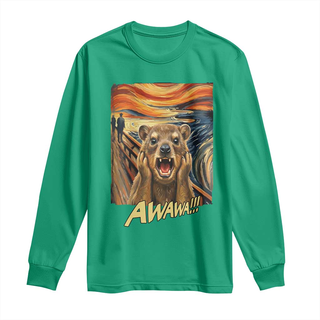 Funny Awawa Hyrax Long Sleeve Shirt The Scream Art Oddly Specific Meme Animal
