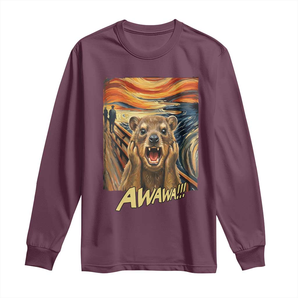 Funny Awawa Hyrax Long Sleeve Shirt The Scream Art Oddly Specific Meme Animal