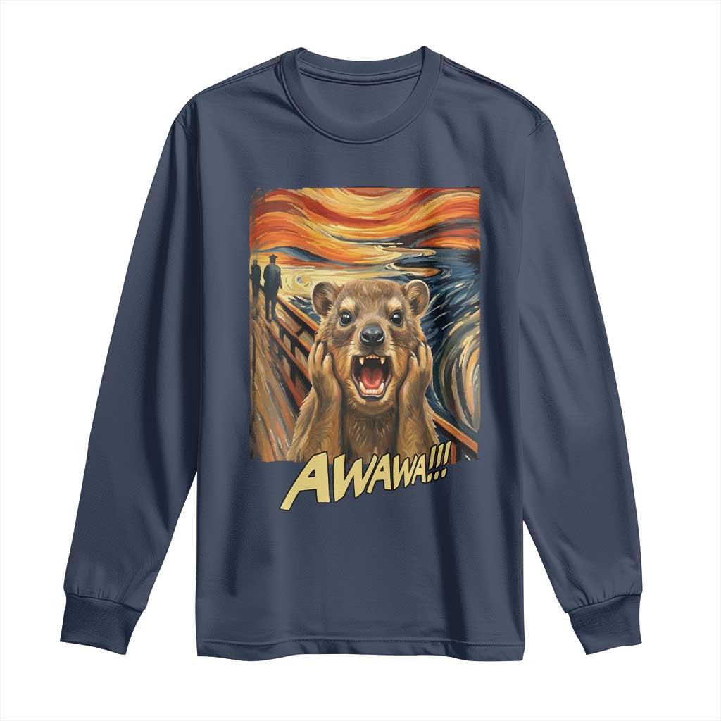 Funny Awawa Hyrax Long Sleeve Shirt The Scream Art Oddly Specific Meme Animal