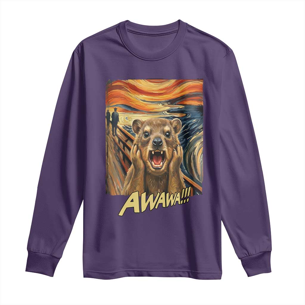 Funny Awawa Hyrax Long Sleeve Shirt The Scream Art Oddly Specific Meme Animal