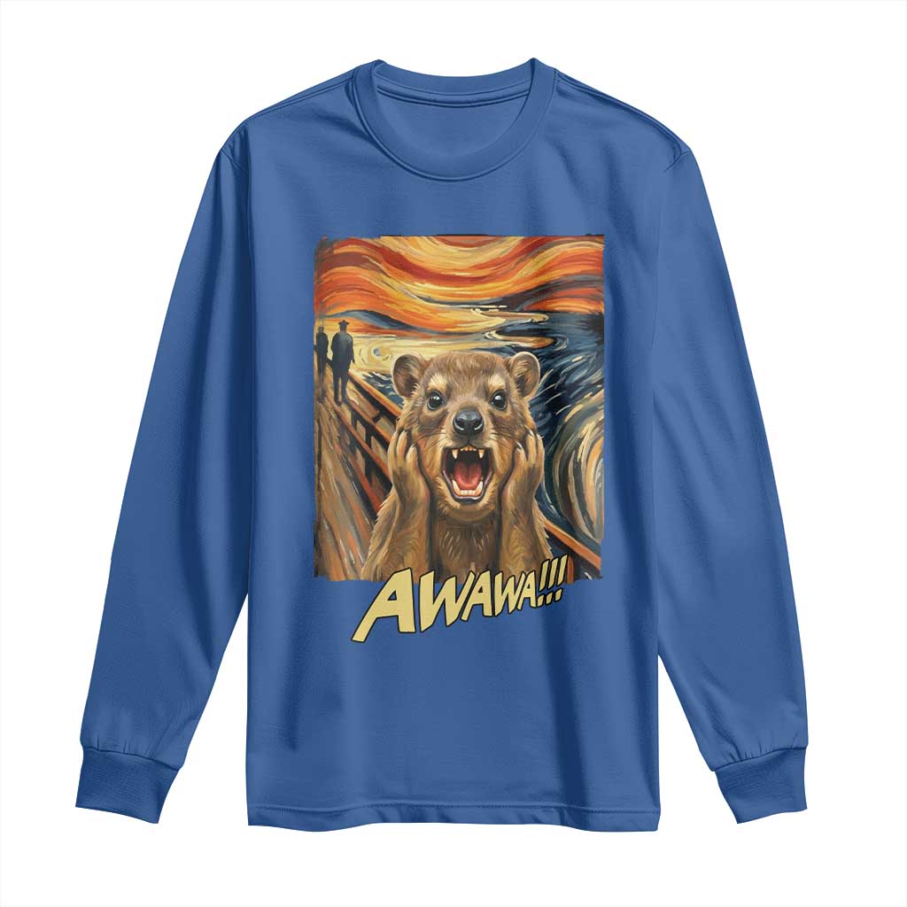 Funny Awawa Hyrax Long Sleeve Shirt The Scream Art Oddly Specific Meme Animal