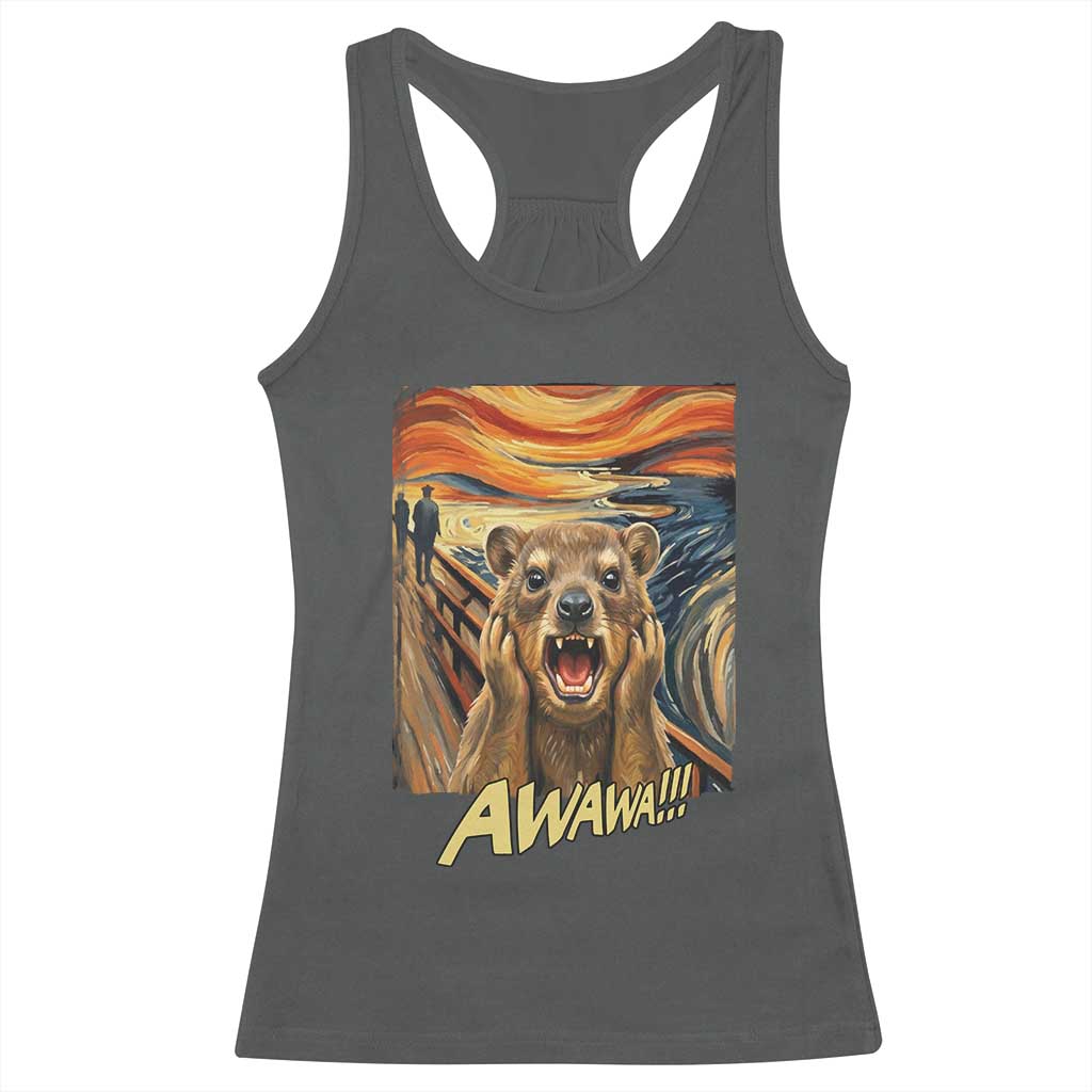 Funny Awawa Hyrax Racerback Tank Top The Scream Art Oddly Specific Meme Animal