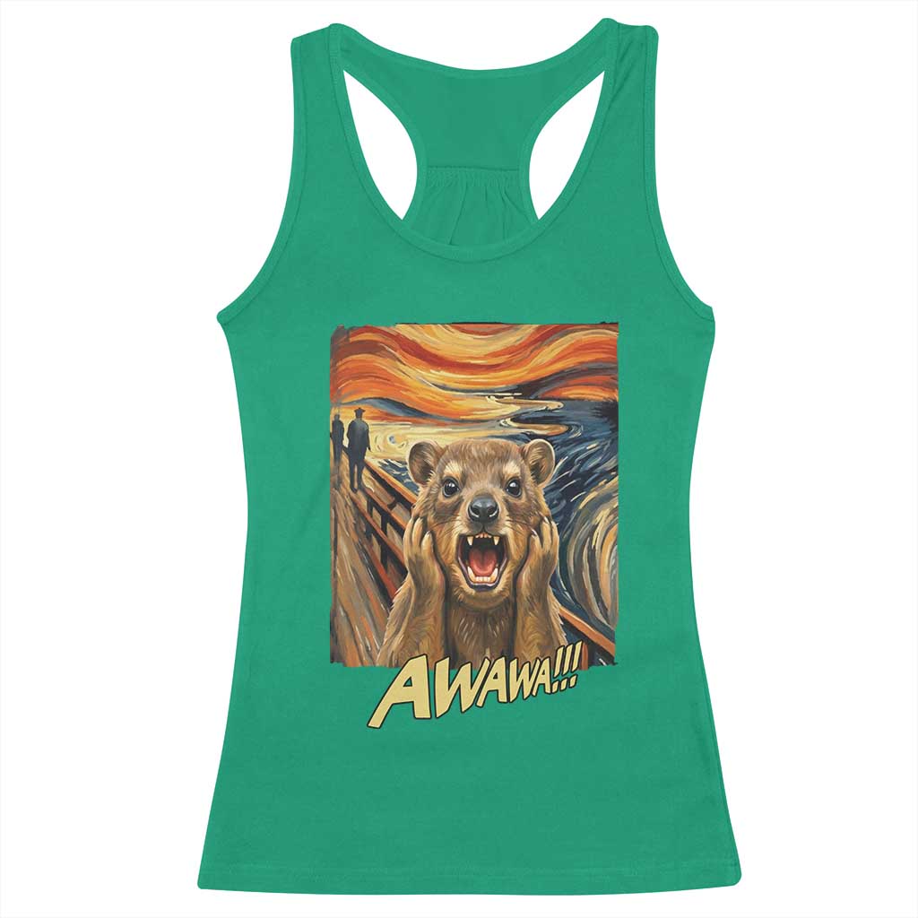Funny Awawa Hyrax Racerback Tank Top The Scream Art Oddly Specific Meme Animal
