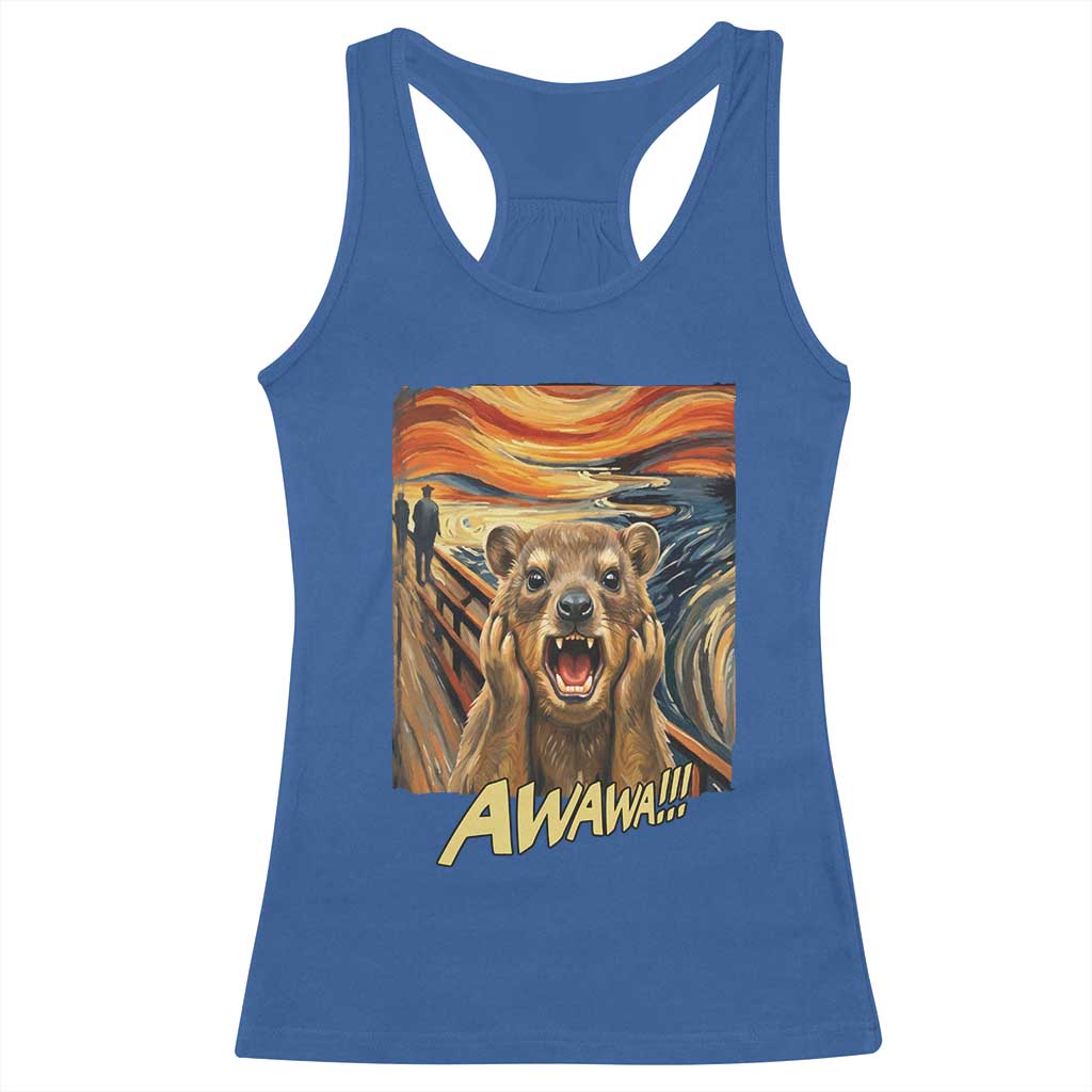 Funny Awawa Hyrax Racerback Tank Top The Scream Art Oddly Specific Meme Animal