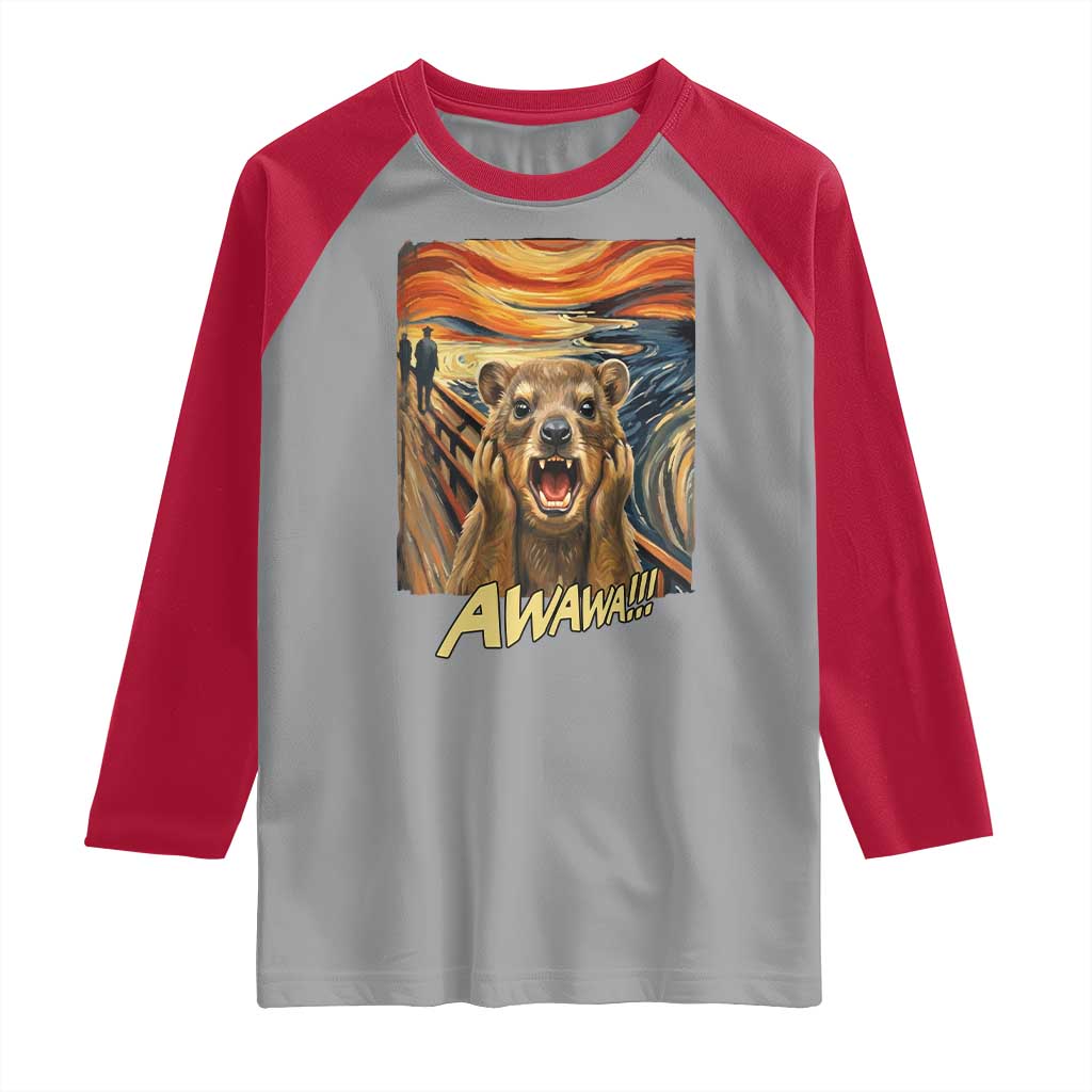 Funny Awawa Hyrax Raglan Shirt The Scream Art Oddly Specific Meme Animal