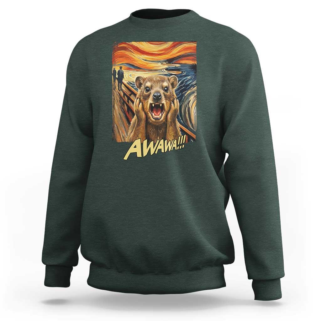 Funny Awawa Hyrax Sweatshirt The Scream Art Oddly Specific Meme Animal