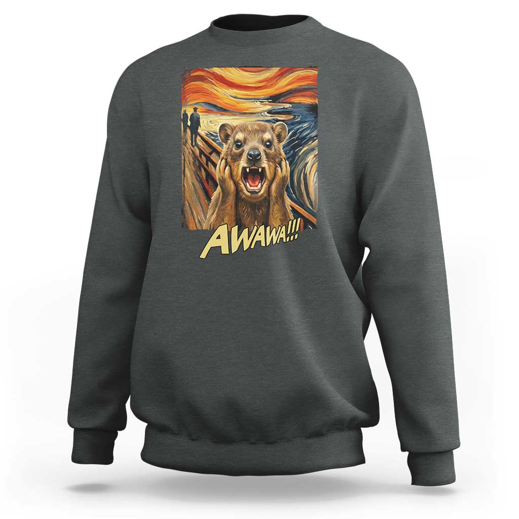 Funny Awawa Hyrax Sweatshirt The Scream Art Oddly Specific Meme Animal