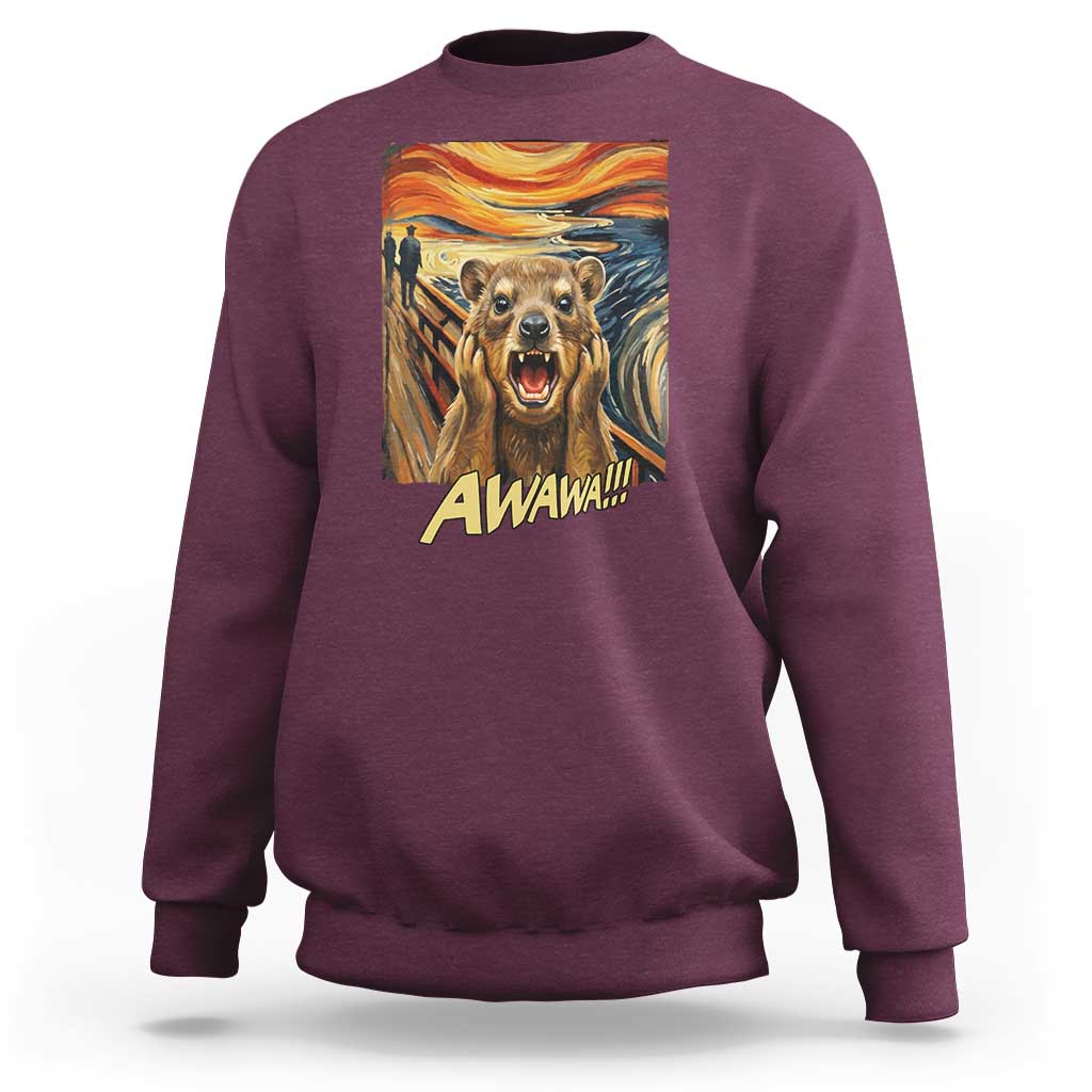 Funny Awawa Hyrax Sweatshirt The Scream Art Oddly Specific Meme Animal