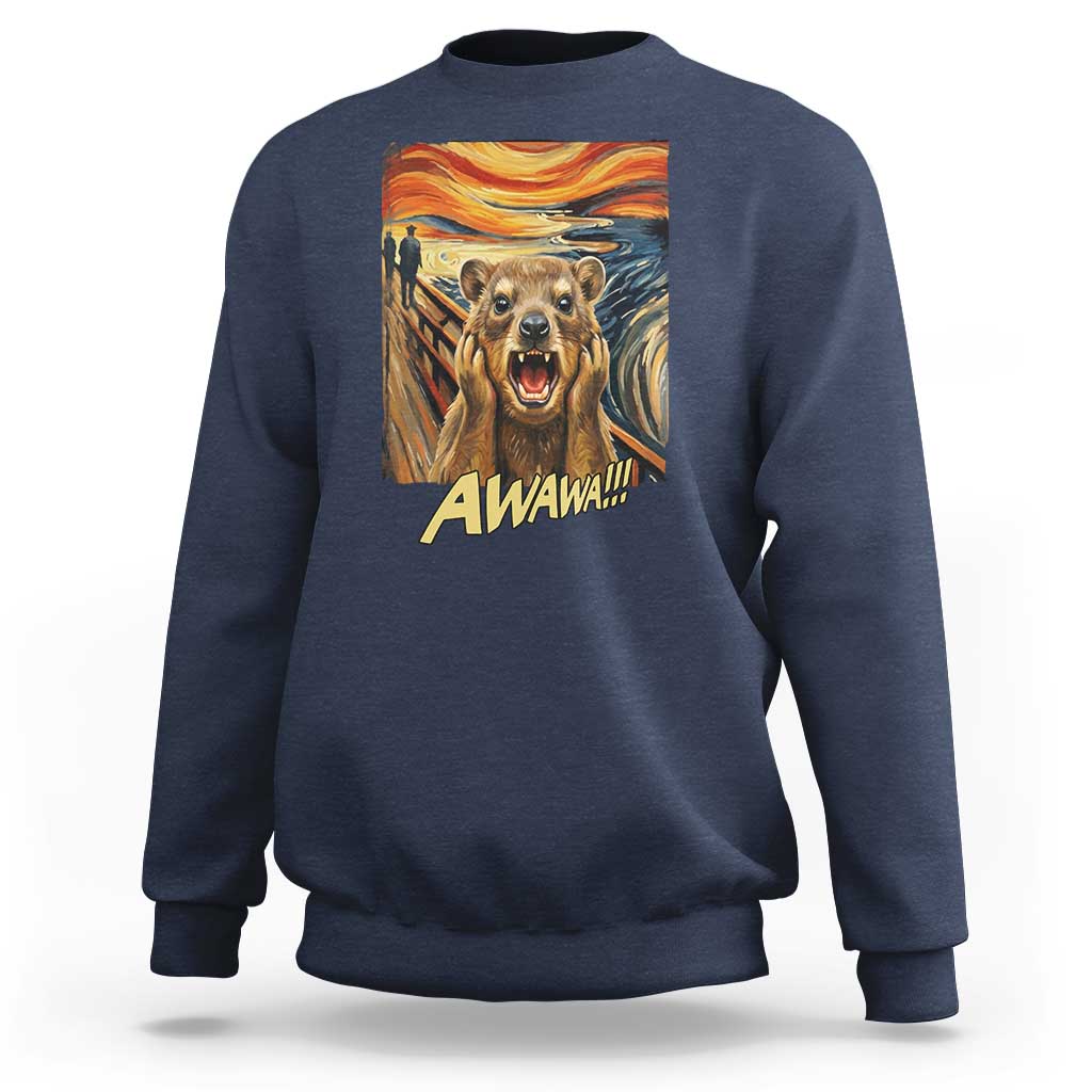 Funny Awawa Hyrax Sweatshirt The Scream Art Oddly Specific Meme Animal