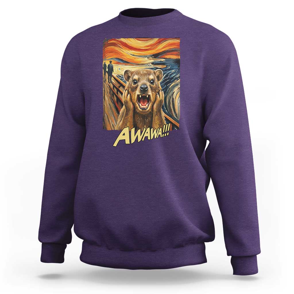Funny Awawa Hyrax Sweatshirt The Scream Art Oddly Specific Meme Animal