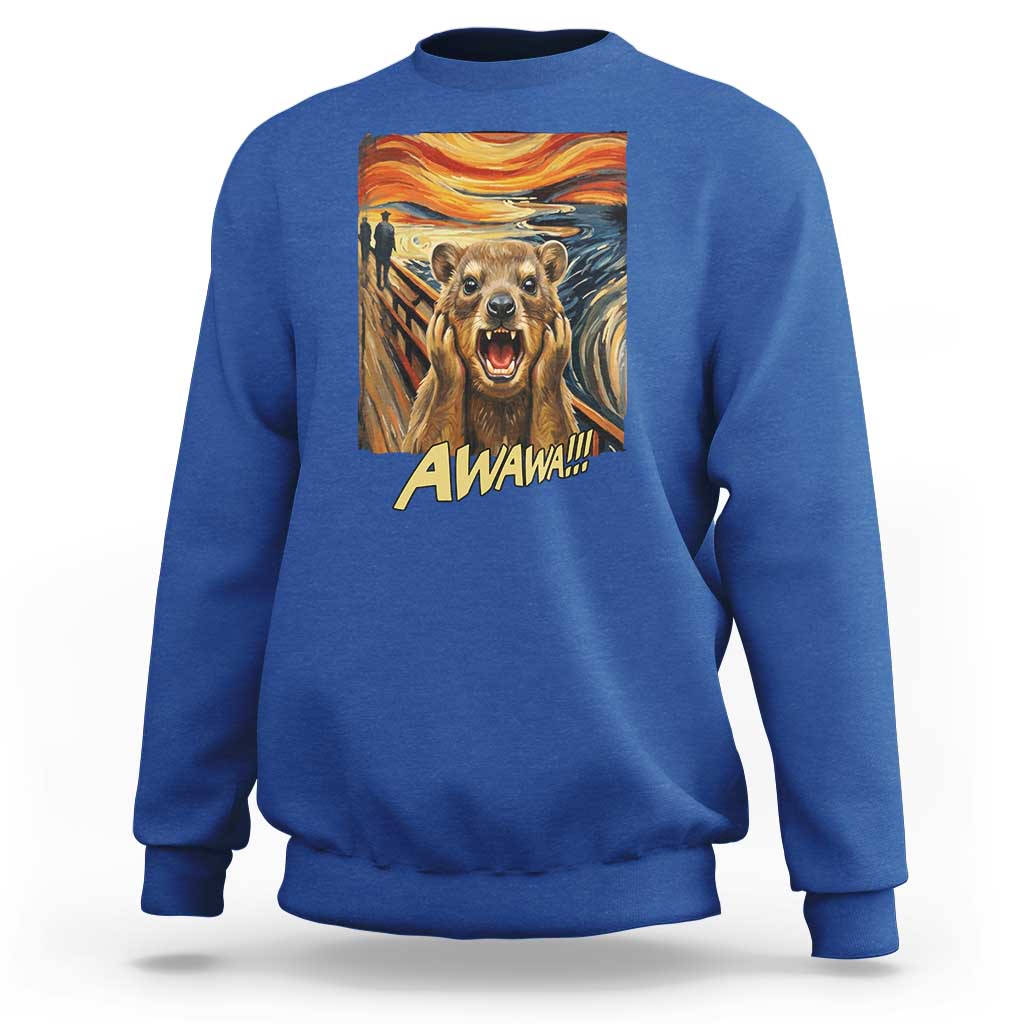 Funny Awawa Hyrax Sweatshirt The Scream Art Oddly Specific Meme Animal