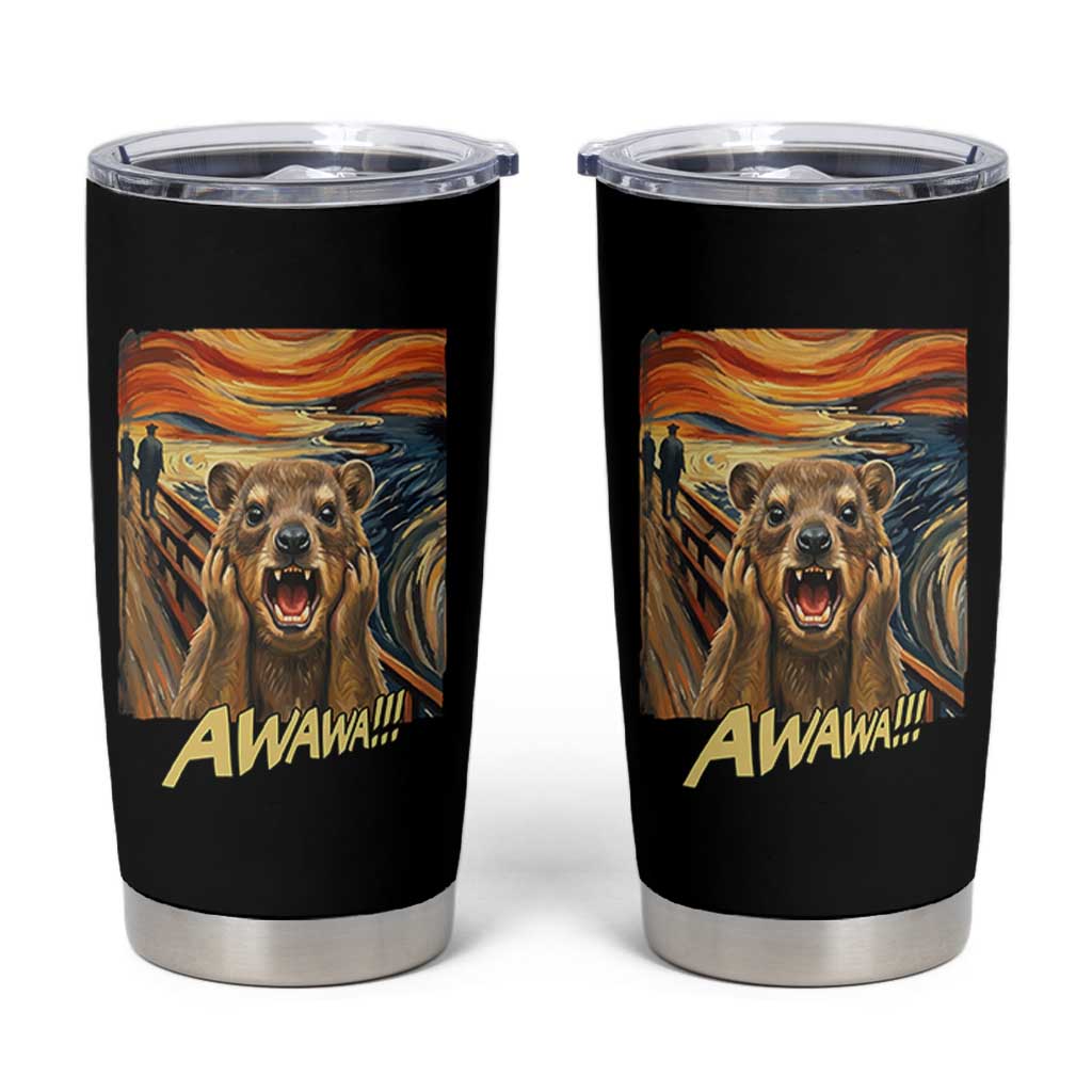 Funny Awawa Hyrax Tumbler Cup The Scream Art Oddly Specific Meme Animal