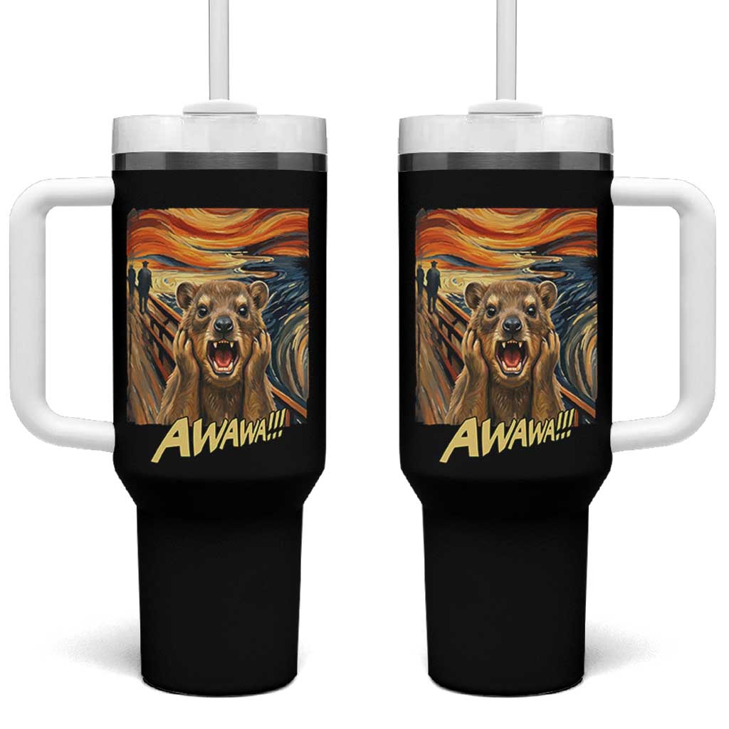 Funny Awawa Hyrax Tumbler With Handle The Scream Art Oddly Specific Meme Animal