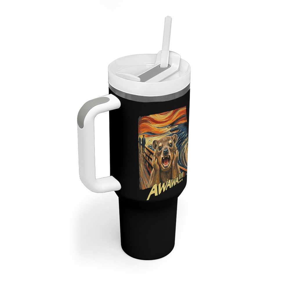 Funny Awawa Hyrax Tumbler With Handle The Scream Art Oddly Specific Meme Animal