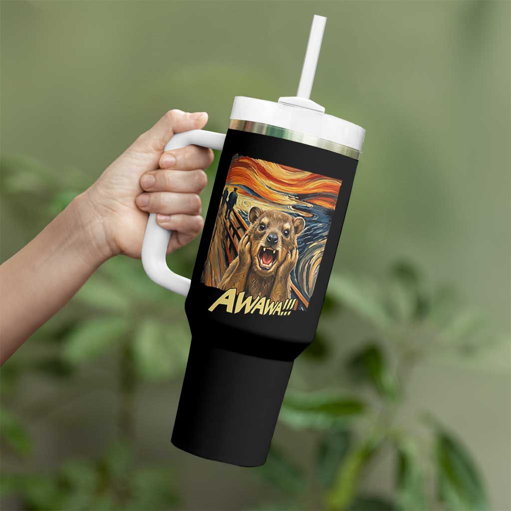 Funny Awawa Hyrax Tumbler With Handle The Scream Art Oddly Specific Meme Animal