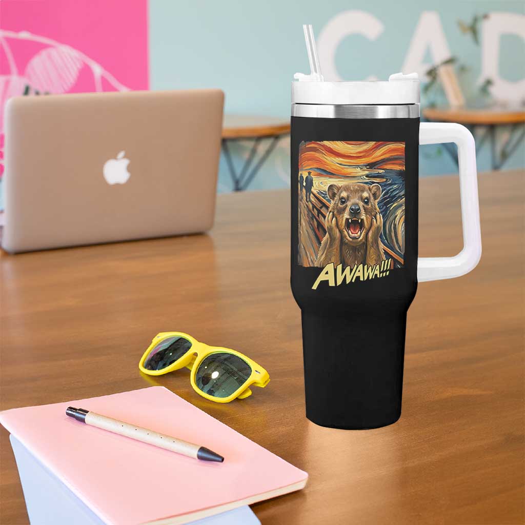 Funny Awawa Hyrax Tumbler With Handle The Scream Art Oddly Specific Meme Animal
