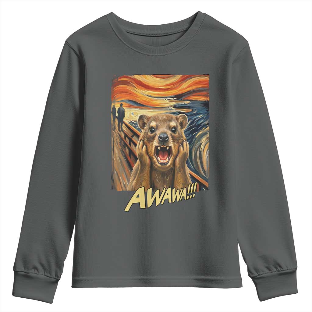 Funny Awawa Hyrax Youth Sweatshirt The Scream Art Oddly Specific Meme Animal