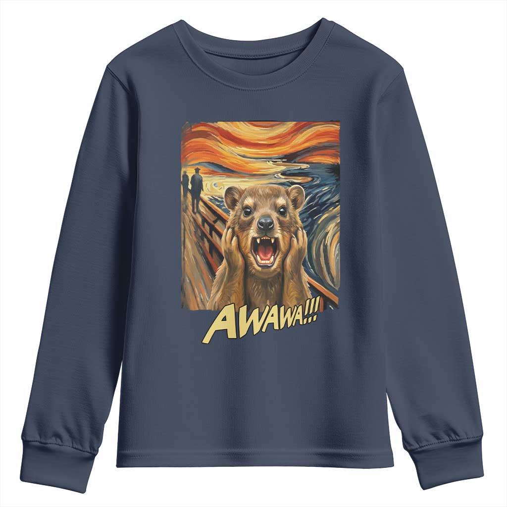 Funny Awawa Hyrax Youth Sweatshirt The Scream Art Oddly Specific Meme Animal
