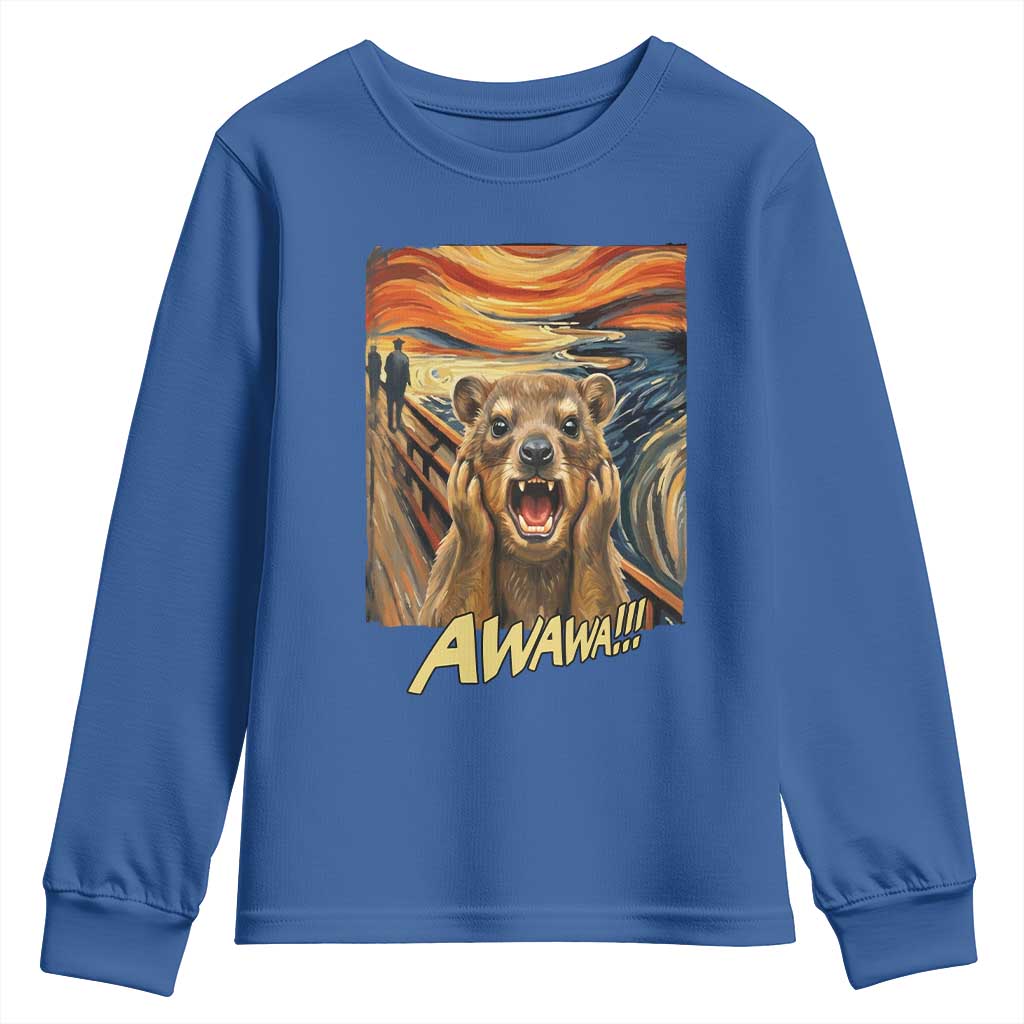 Funny Awawa Hyrax Youth Sweatshirt The Scream Art Oddly Specific Meme Animal