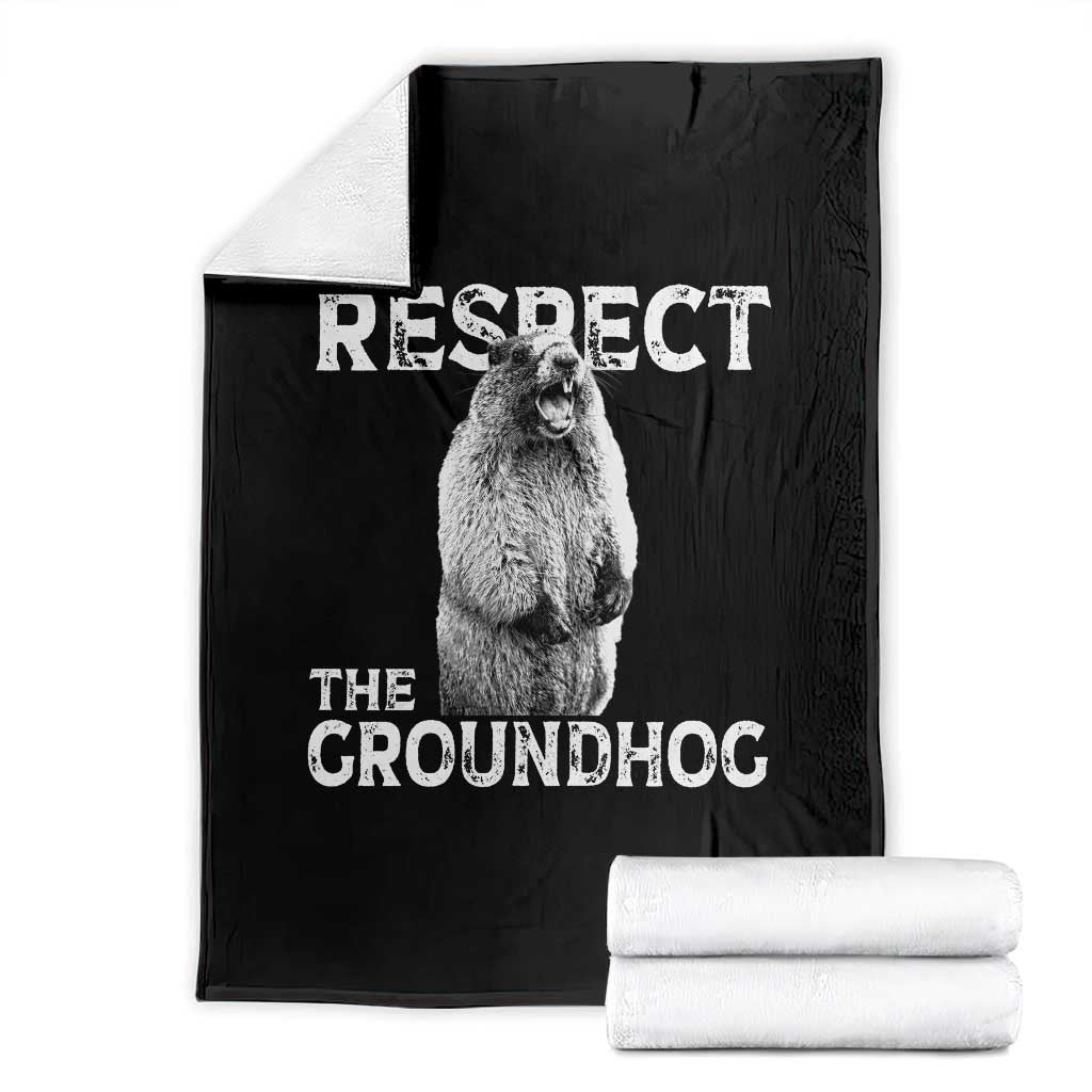 Funny Respect The Groundhog Throw Blanket Screaming Woodchuck Meme Groundhog Day - Wonder Print Shop