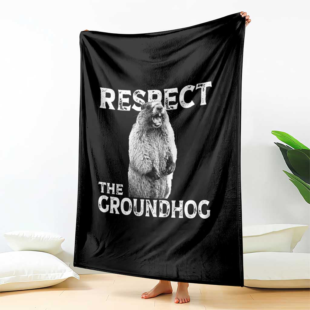 Funny Respect The Groundhog Throw Blanket Screaming Woodchuck Meme Groundhog Day - Wonder Print Shop