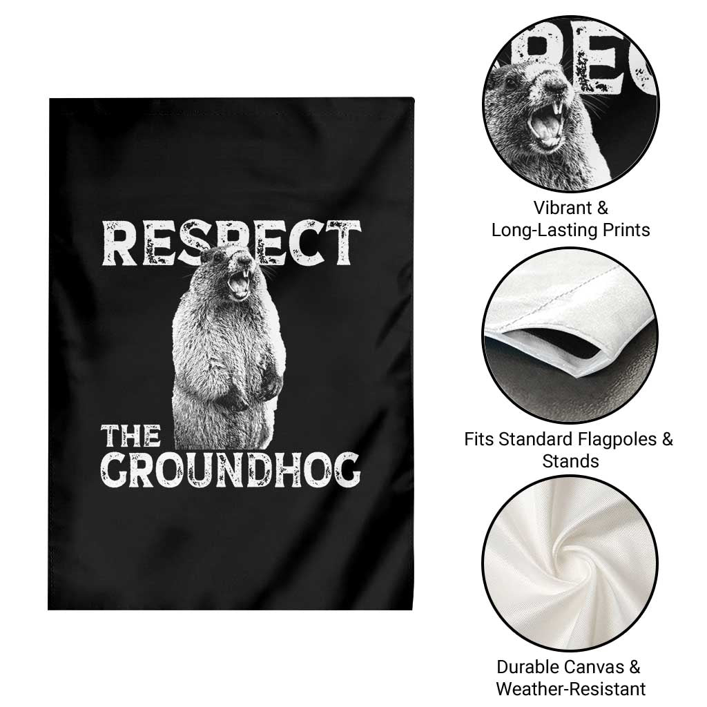 Funny Respect The Groundhog Garden Flag Screaming Woodchuck Meme Groundhog Day - Wonder Print Shop
