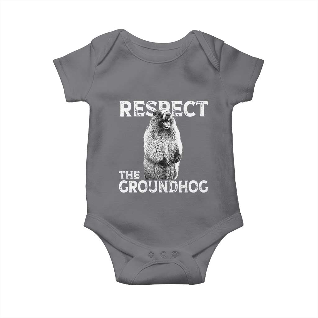 Funny Respect The Groundhog Baby Onesie Screaming Woodchuck Meme Groundhog Day - Wonder Print Shop