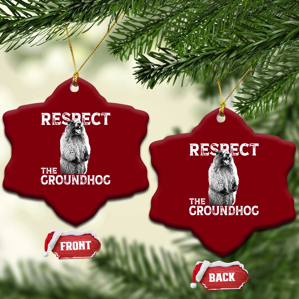 Funny Respect The Groundhog Ceramic Ornament Screaming Woodchuck Meme Groundhog Day - Wonder Print Shop