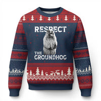 Funny Respect The Groundhog Ugly Christmas Sweater Screaming Woodchuck Meme Groundhog Day - Wonder Print Shop