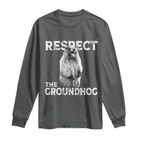 Funny Respect The Groundhog Long Sleeve Shirt Screaming Woodchuck Meme Groundhog Day - Wonder Print Shop