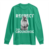 Funny Respect The Groundhog Long Sleeve Shirt Screaming Woodchuck Meme Groundhog Day - Wonder Print Shop
