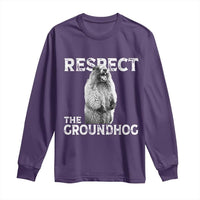 Funny Respect The Groundhog Long Sleeve Shirt Screaming Woodchuck Meme Groundhog Day - Wonder Print Shop