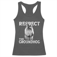 Funny Respect The Groundhog Racerback Tank Top Screaming Woodchuck Meme Groundhog Day - Wonder Print Shop