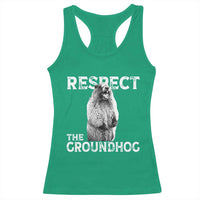 Funny Respect The Groundhog Racerback Tank Top Screaming Woodchuck Meme Groundhog Day - Wonder Print Shop
