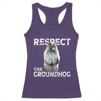 Funny Respect The Groundhog Racerback Tank Top Screaming Woodchuck Meme Groundhog Day - Wonder Print Shop