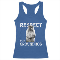 Funny Respect The Groundhog Racerback Tank Top Screaming Woodchuck Meme Groundhog Day - Wonder Print Shop