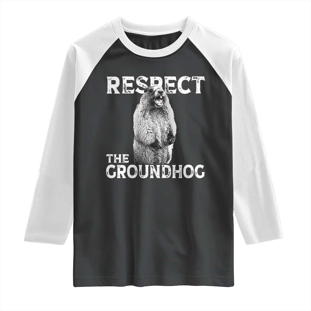 Funny Respect The Groundhog Raglan Shirt Screaming Woodchuck Meme Groundhog Day - Wonder Print Shop