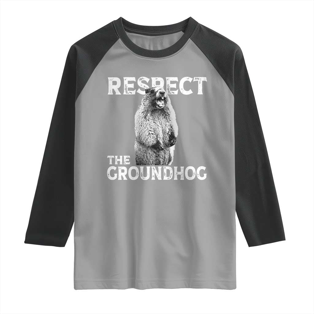 Funny Respect The Groundhog Raglan Shirt Screaming Woodchuck Meme Groundhog Day - Wonder Print Shop