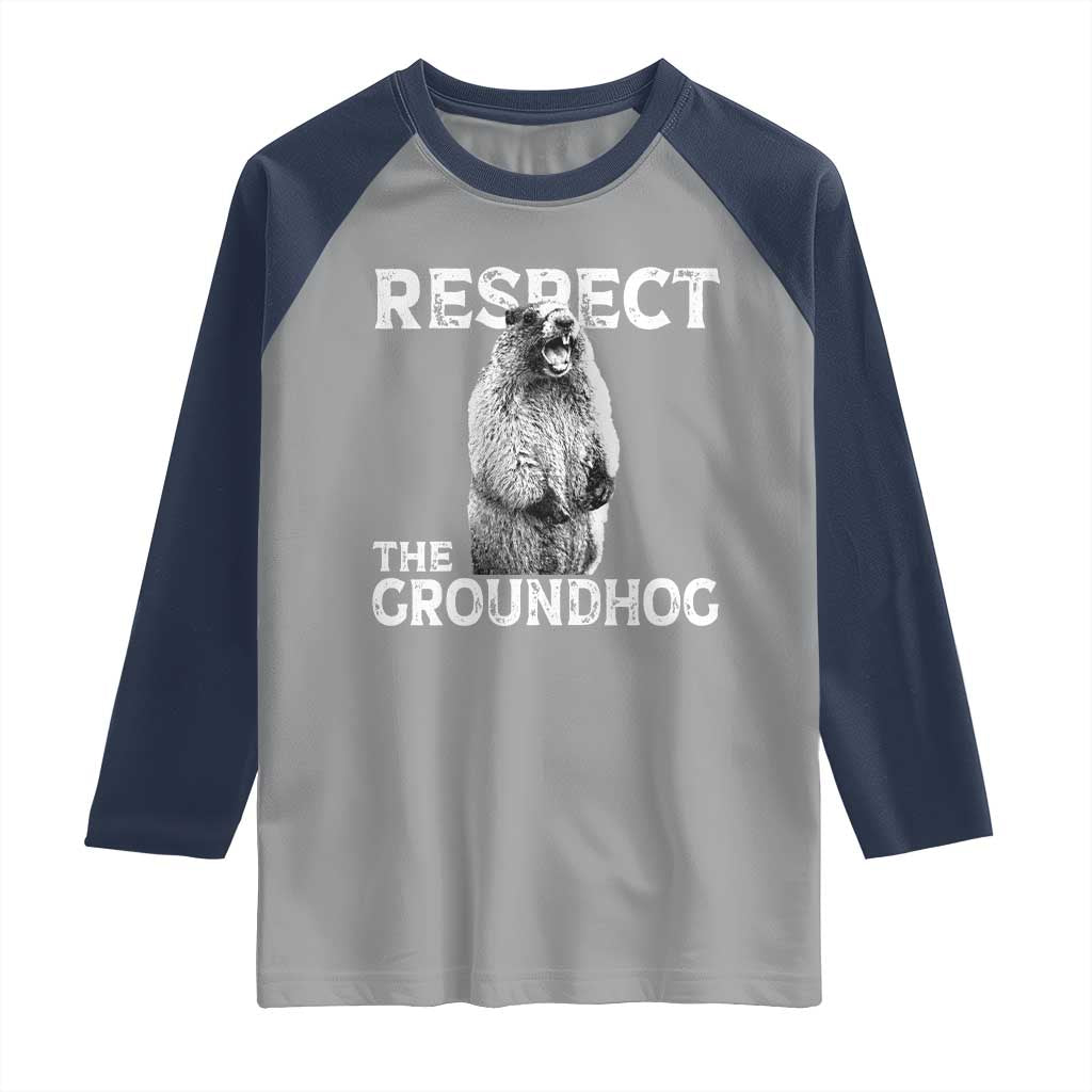 Funny Respect The Groundhog Raglan Shirt Screaming Woodchuck Meme Groundhog Day - Wonder Print Shop