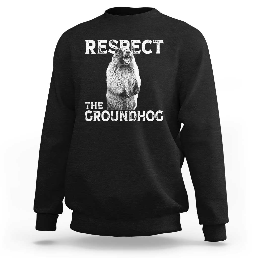 Funny Respect The Groundhog Sweatshirt Screaming Woodchuck Meme Groundhog Day - Wonder Print Shop