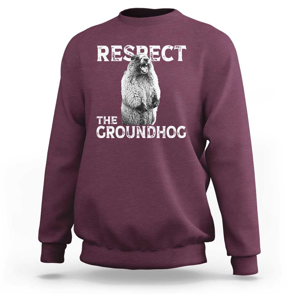 Funny Respect The Groundhog Sweatshirt Screaming Woodchuck Meme Groundhog Day - Wonder Print Shop