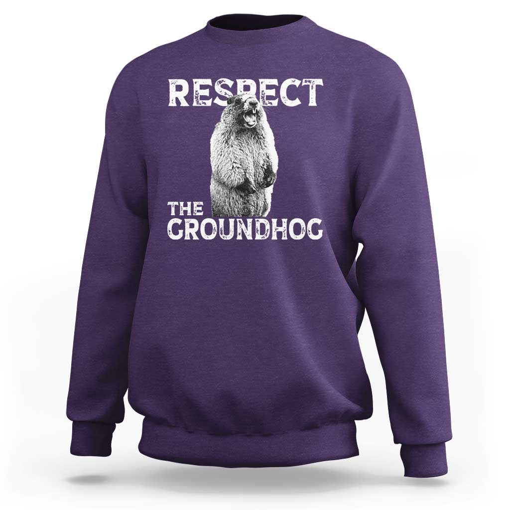 Funny Respect The Groundhog Sweatshirt Screaming Woodchuck Meme Groundhog Day - Wonder Print Shop