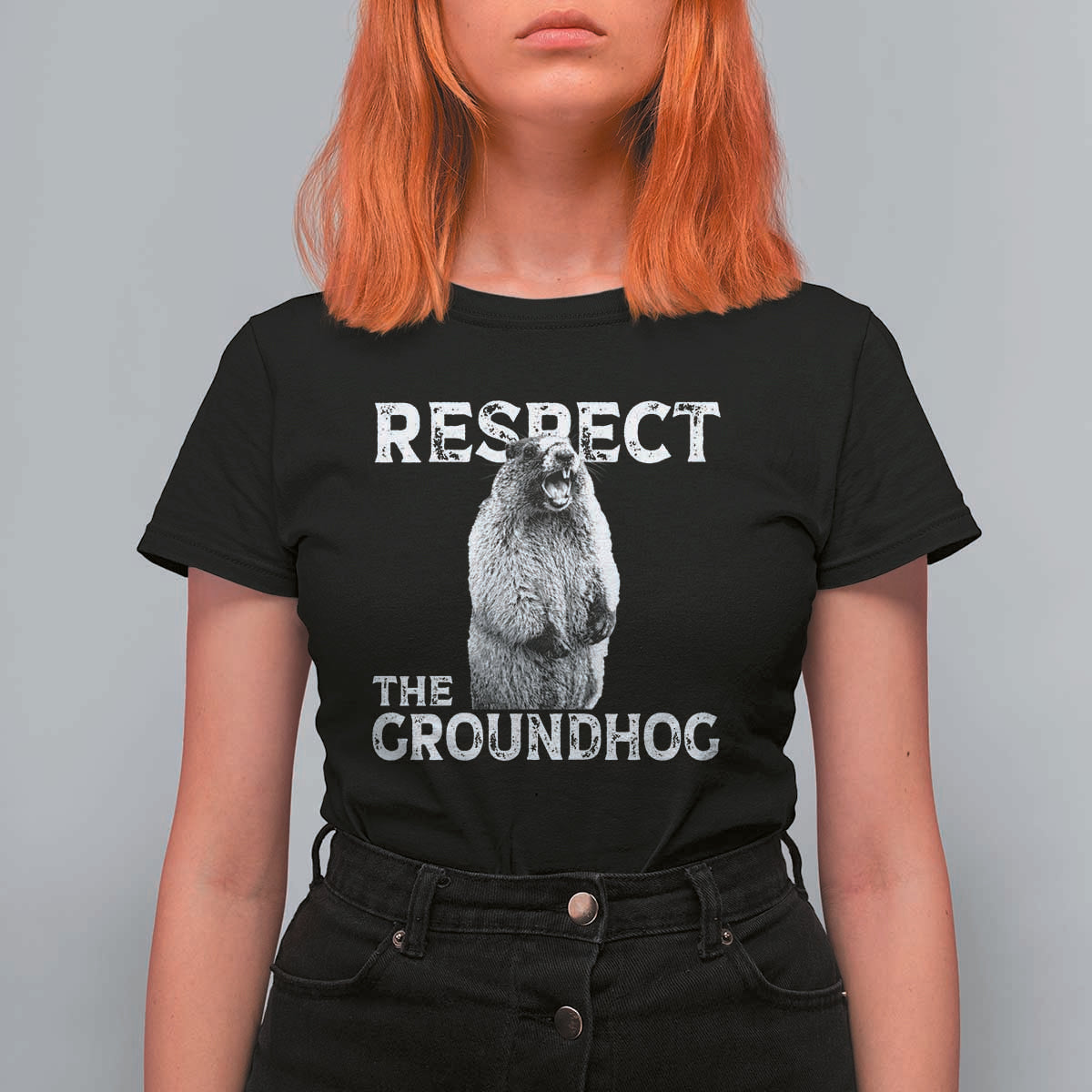 Funny Respect The Groundhog T Shirt For Women Screaming Woodchuck Meme Groundhog Day - Wonder Print Shop