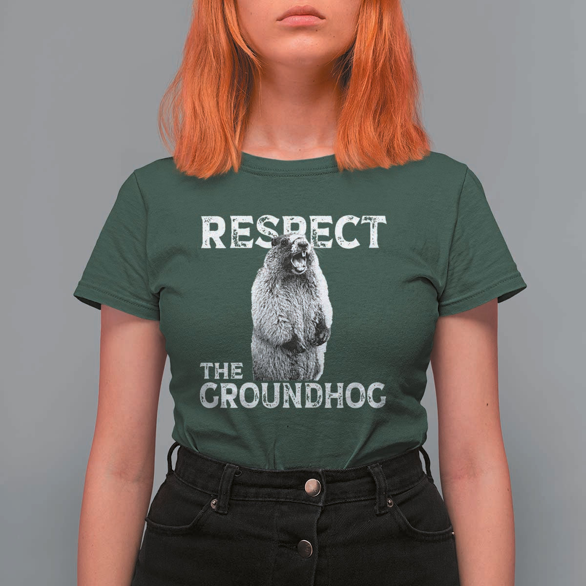 Funny Respect The Groundhog T Shirt For Women Screaming Woodchuck Meme Groundhog Day - Wonder Print Shop